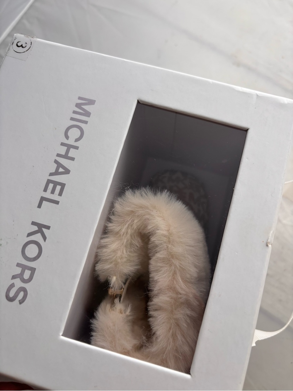 Michael Kors Baby Faux-Fur Trim Gold Logo Booties - Size 3 - Picture 8 of 9